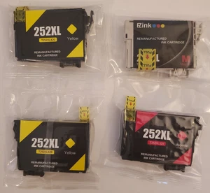 252XL Replacement Ink Cartridges for Epson, 2 Yellow, 2 Magenta New Sealed - Picture 1 of 2