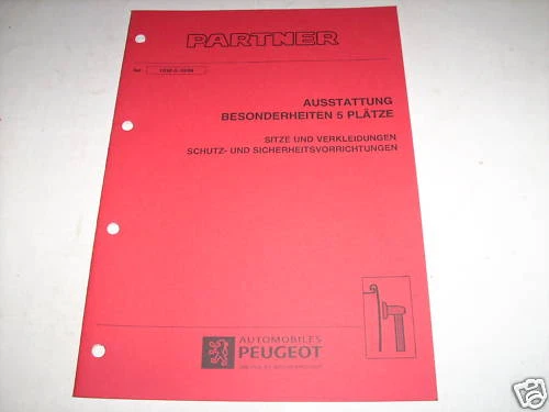 Manual De Taller Peugeot Partner Equipamiento, St.1996 - Imagen 1 de 1