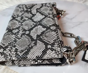 Sachi black & white snakeskin clutch / fold over bag / envelope clutch handbag - Picture 1 of 6