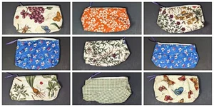 Selbstgemachte Stoff Kosmetiktasche gefüttert Reißverschlusstasche rechteckig klein Handarbeit - Bild 1 von 66