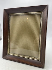 Picture Frame 8x10 Dark Wood Gold Tone Metal Table Top Wall Mount Photo Vintage - Picture 1 of 14