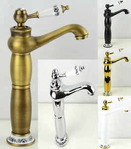 Grifo mezclador mono bloque lavabo de acero cromado y porcelana diamante de colección - Imagen 1 de 28