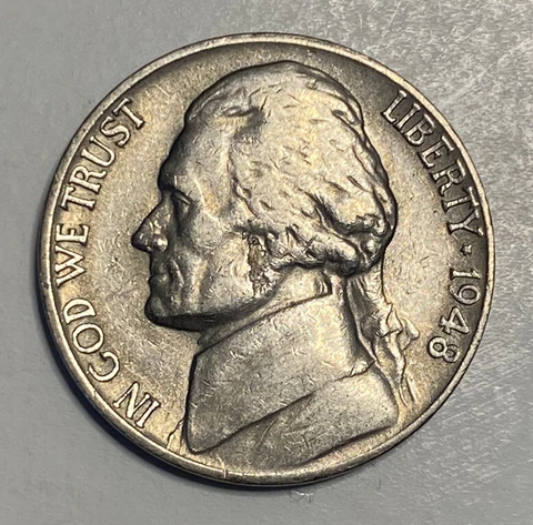 1948 S Jefferson Nickel Lamination Error Coin San Francisco Mint Cover