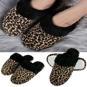 Aerusi Brown Leopard Pattern Soft Winter Warm Slippers Anti Slip House Shoes - Picture 1 of 16