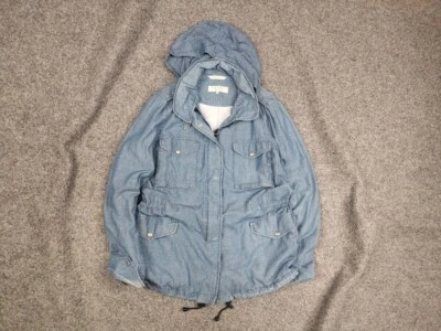 Rag & Bone USA Design Canvas BLue Light Hooded Pocket Zip Military Jacket - Image 1 of 4
