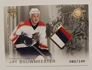 JAY BOUWMEESTER 2003-04 TITANIUM #156 PATCH VARIATION /100 PANTHERS NM-MT  A1