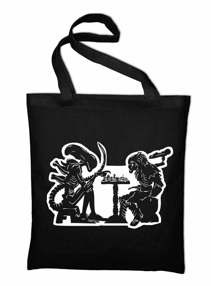 Alien Vs Predator Scacchi Jutebeutel Borsa In Stoffa Borsa In Cotone - Immagine 1 di 1