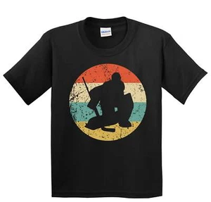 Boys Hockey Shirt - Retro Hockey Goalie Youth T-Shirt - Picture 1 of 4