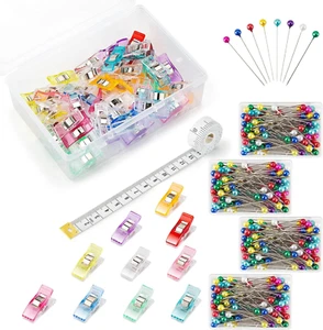 50Pcs Sewing Clips & 400PCS Sewing Pins with Box, Assorted Colors Quilting Clips - Picture 1 of 7