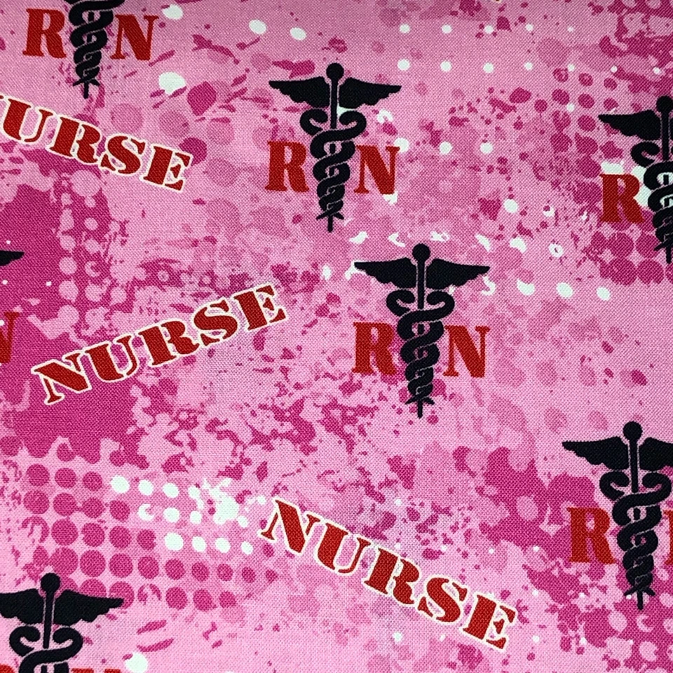 Sykel Enterprise Nurse Abstract Geo Pink Cotton Fabric by the Yard