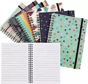 6 Pack 5X7 Spiral Notebooks with Pocket - Small Lined Journals with Elastic Clos - Picture 1 of 8