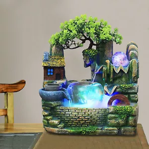 Nuova fontana a cascata tavolo LED fontana da camera ornamento con illuminazione desktop - Foto 1 di 18
