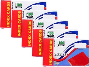5-Pack Cherry Red Index Card 3" x 5" 100 count Unruled Note Cards per pack - Picture 1 of 2