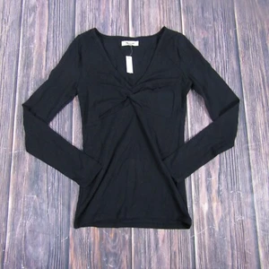 Madewell NEW NWT Womens 2XS Black Twist Front Long Sleeve Tee T Shirt V Neck - Picture 1 of 5