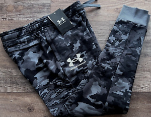 NWT Under Armour Boys YXL Gray/Black Rival Fleece Camouflage Joggers Pants XL