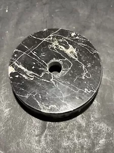 Vintage 3 1/2 runde schwarze Marmor Lampenbasis für Restaurierung - Made in Italy: Neu aus altem Lagerbestand - Bild 1 von 11
