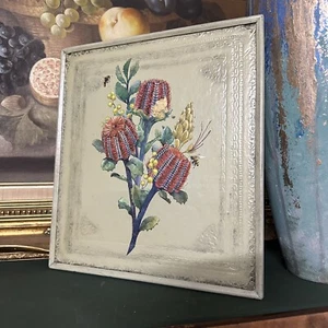 Hand made Wall Hanging Floral Pattern - Upcycled Table Top - Picture 1 of 5