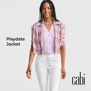 Cabi Spring 2023 Pink Plaid Playdate Crop Jacket Blazer- Medium - Picture 1 of 2