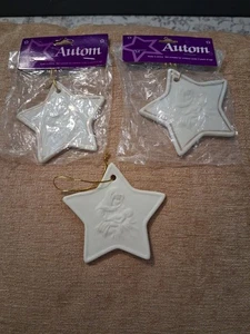 Set Of 3 Virgin Mother Mary With Baby Jesus Star Ornaments White Porcelain AUTOM - Picture 1 of 8