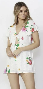 Sass Hibiscus Tie Front Women’s Playsuit Size 10 Floral Summer Wear Romper BNWT - Bild 1 von 4