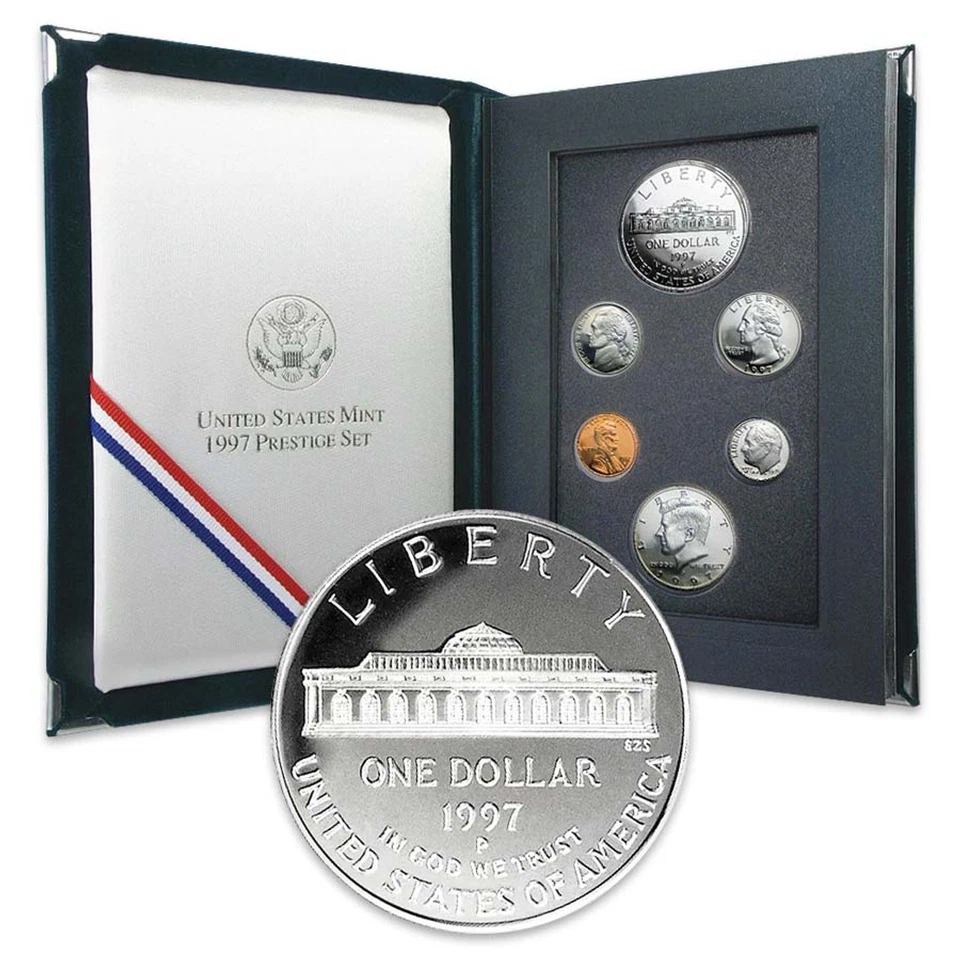 1997 $ United States Proof Prestige Set 90% Silver Dollar 6 Coin Lot W/ COA - Image 1 of 4