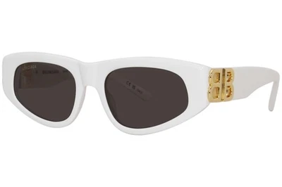 Balenciaga BB0095S 012 Sunglasses Women's White/Grey Lenses Oval Shape 53mm - Image 1 of 4