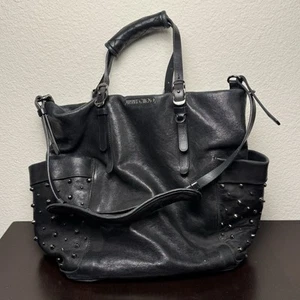 Jimmy Choo Tote Bag Blare Convertible Black Leather Silver Studded Bucket Pocket - Picture 1 of 16