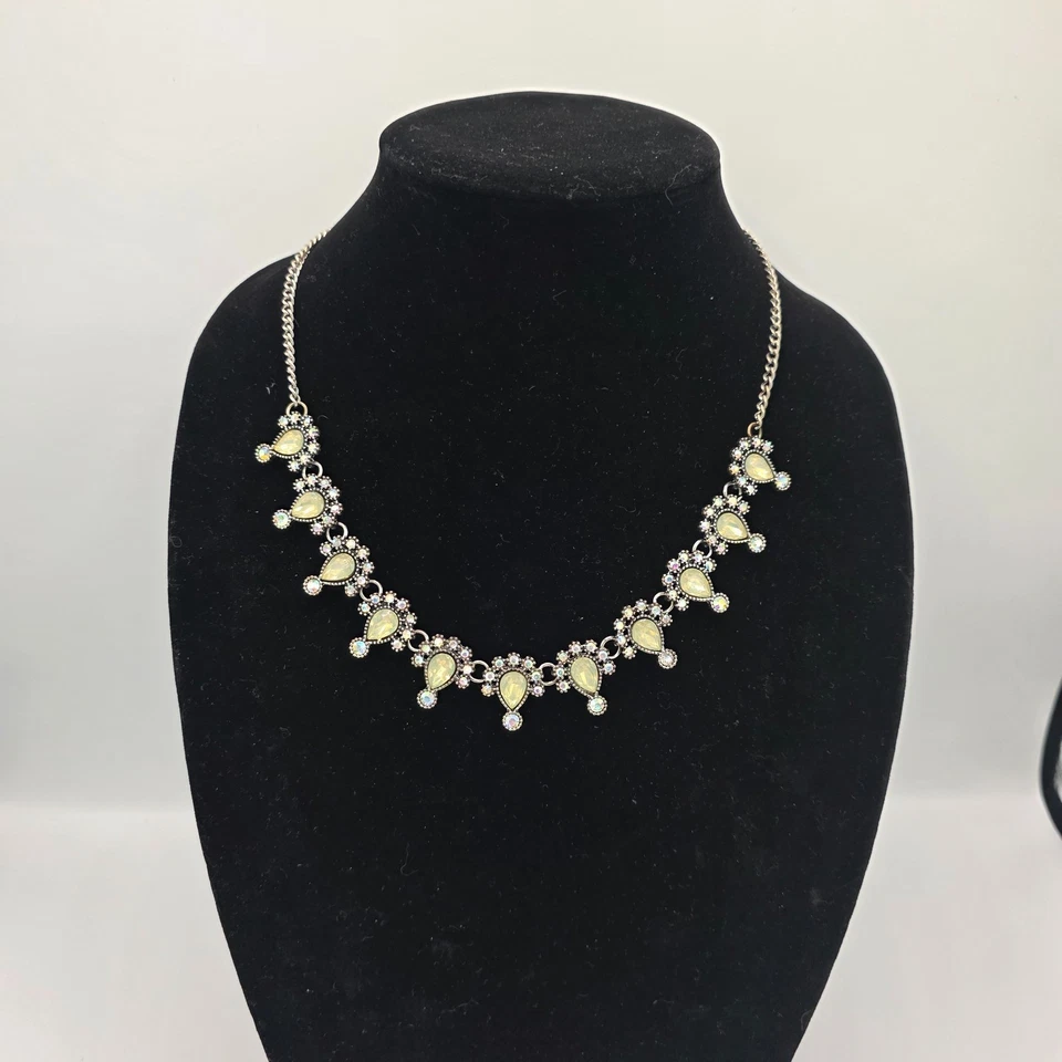 Collar Colgante Mujer Plunder Tono Dorado Blanco Estrás Lágrima 22" Foto 1 de 4