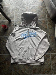 Cream And Light Blue Garage New York Hoodie, Size M - Picture 1 of 7