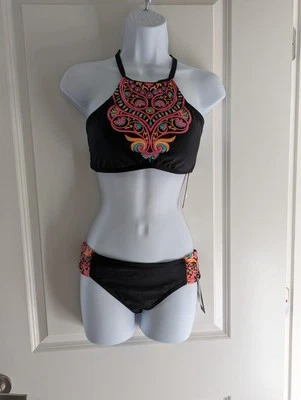 NUEVO Conjunto de Bikini Kenneth Cole Negro con Rosa Foto 1 de 4