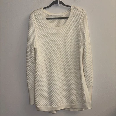 Top túnica atlético Athleta para mujer XL crema mezcla de lana panal tejido manga larga Foto 1 de 4