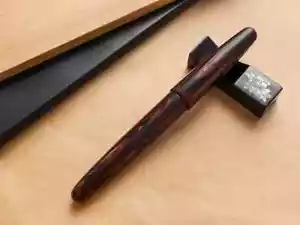 Wancher Dream Fountain Pen TRUE EBONITE Marble Red Calligraphy Nib M - Picture 1 of 5