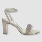 $495 Loeffler Randall Women's Silver Shay Crystal Ankle-Strap Sandal Shoes 10