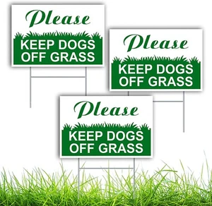 3 PC Keep Dogs Off Grass Sign with Stake, No Pooping Dog Signs for Yard, 6x9 - Picture 1 of 7