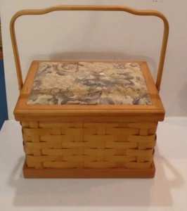 Vintage MCM Retro Wicker Sewing Basket With Handle - Picture 1 of 7