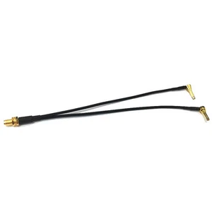 SMA female nut to 2X MS156 RF Pigtail cable splitter RG174 20cm 8" NEW - Picture 1 of 4