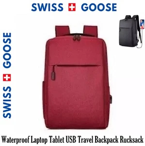 New, Swiss Goose Waterproof USB Travel Red Backpack Rucksack. Swiss Goose Laptop - Picture 1 of 24