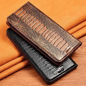 Funda tipo billetera de cuero genuino abatible para tarjetas para iPhone 16 15 14 13 12 11 Pro Max - Imagen 1 de 20