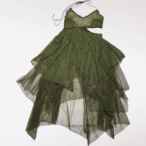 Current Mood Dress Women Size XL Green Lace Tiered Cut Out Hip Fairy Whimsigoth - Picture 1 of 12