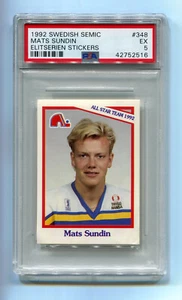 Pegatinas Swedish Semic Elitserien 1992 All Star Team 348 tapetes Sundin PSA 5 HOF - Imagen 1 de 2