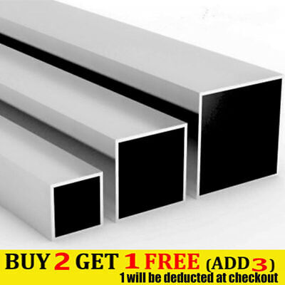 6063 Aluminium Square Tube Metal Pipe 8x8/10x10/12x12/20x20mm Wall 1/1.5mm 250mm • 5.79£