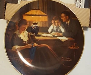 FATHER'S HELP COLLECTOR PLATE NORMAN ROCKWELL KNOWLES COA NIB - Picture 1 of 4