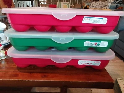 3 Sterilite 20 Ornament Storage Container stackable After Holiday Organizing - Image 1 of 3