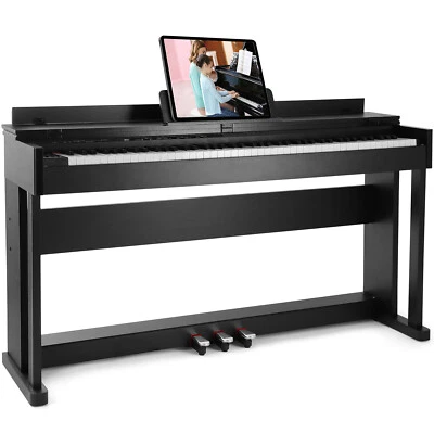 ♬Mustar Digital Piano 88 Graded Hammer Weighted Keys Keyboard Pedal Stand LED
