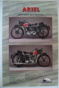 1939 Ariel Red Hunter Especificaciones de motocicleta para coleccionistas serie de carteles - Imagen 1 de 3