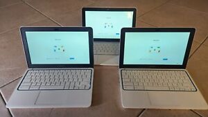 LOT of 3 💻 HP Chromebook 11 laptop computers with OEM Chromebook charger