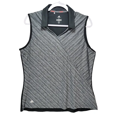 Adidas Golf Polo Mujer XL Camisa Gris Jaspeado Cuello en V Cuello Elastizado Atletismo Foto 1 de 4
