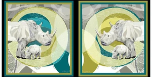 REMARKABLE RHINOS PANEL QT FABRICS 28749 - Picture 1 of 6