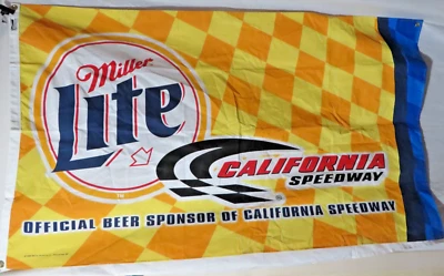 Miller Lite Banner California Speedway 1999 bandera grande rara de colección 35 pulgadas x 60 pulgadas Foto 1 de 4