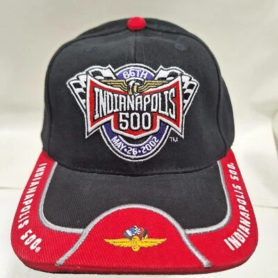 VTG 2002 Indianapolis 500 Indy Nascar Racing Hat Cap Red Black OSFM Hook Loop  - Image 1 of 4